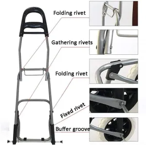 Shopping Cart Large Capacity Light Weight Wheeled Shopping Push Cart Bag Waterproof Oxford Fabric Heavy Load Steel Frame Construction