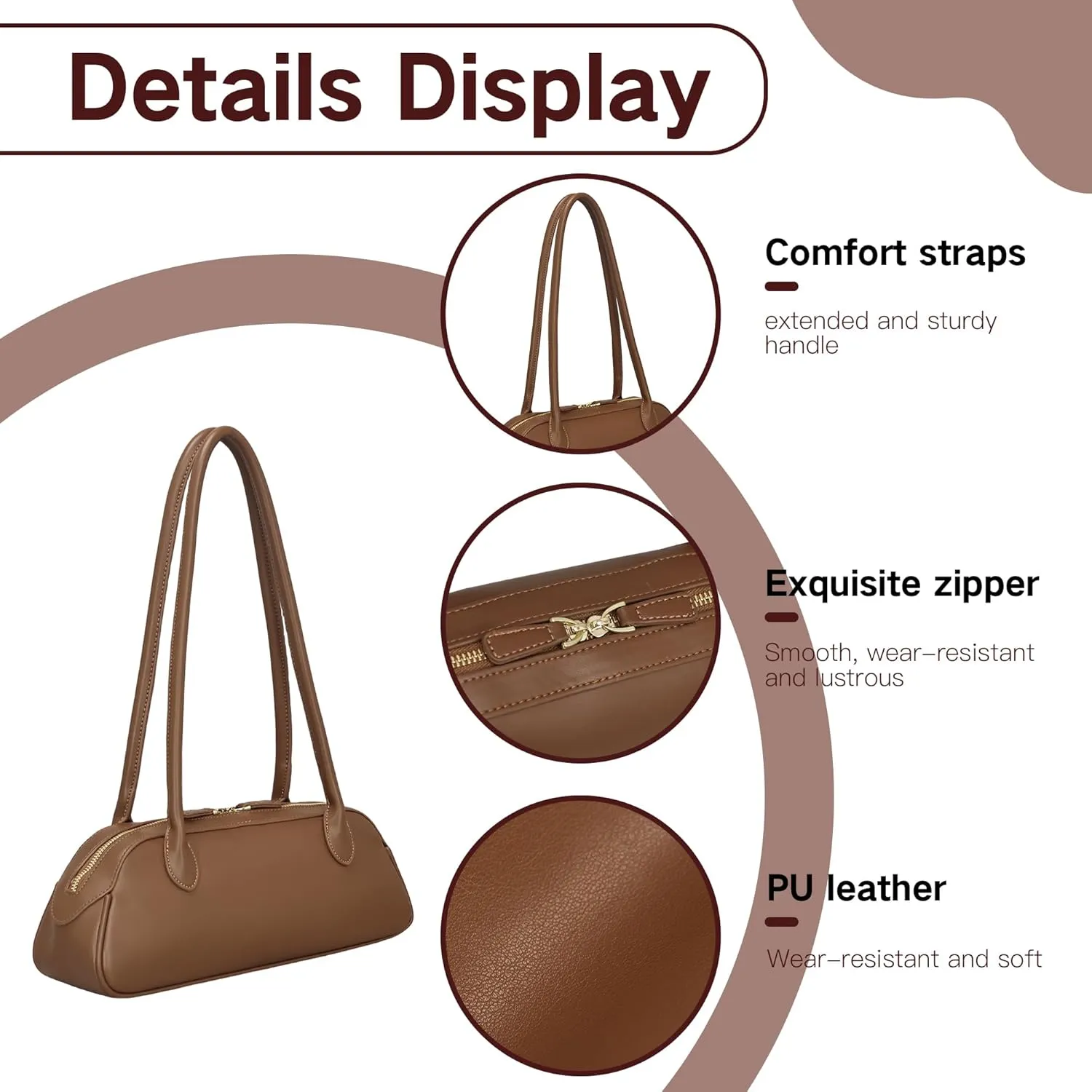 Shoulder Bag Purse for Women Vegan Leather Swing Bags with Zip Small Handbags