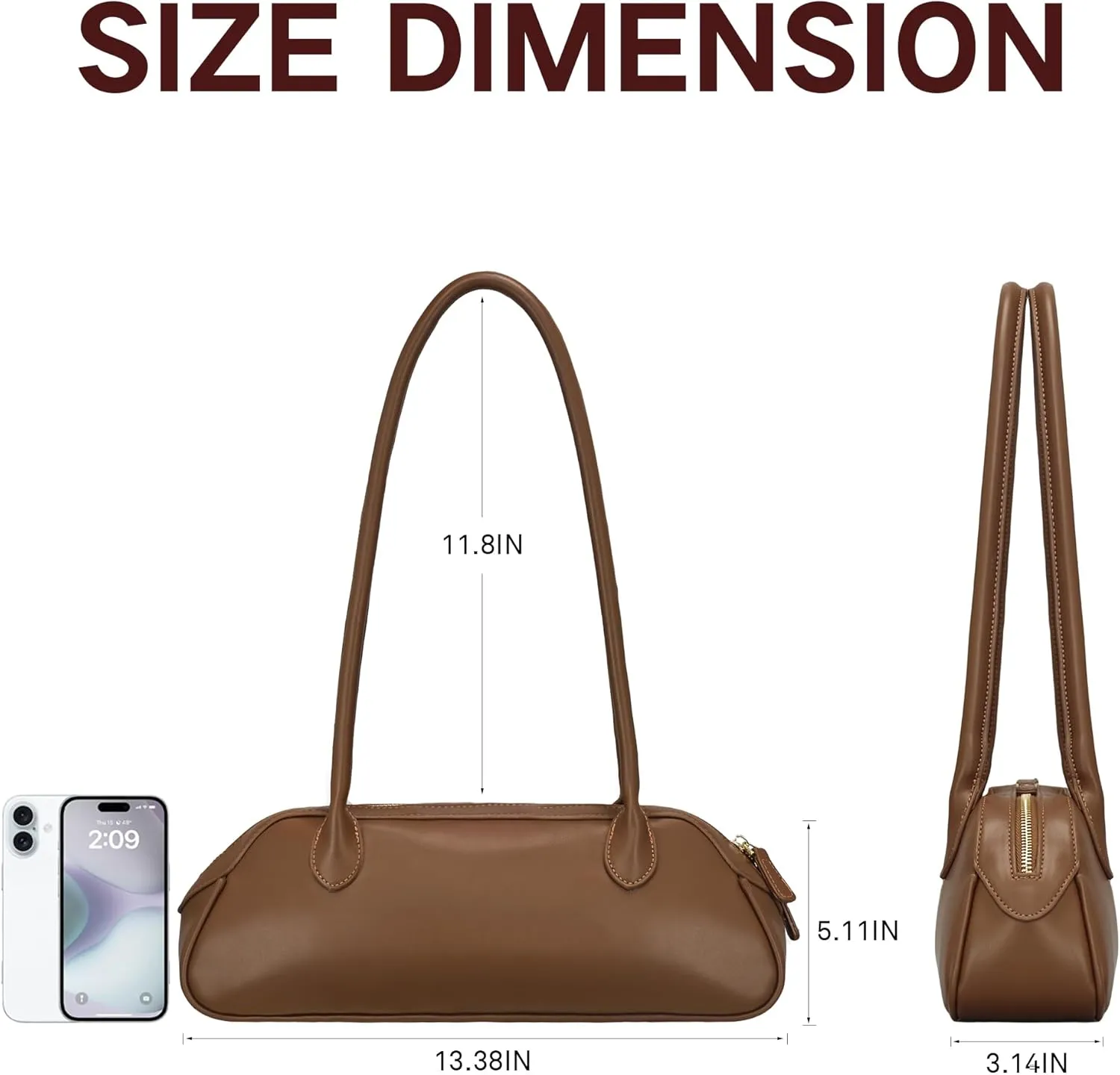 Shoulder Bag Purse for Women Vegan Leather Swing Bags with Zip Small Handbags