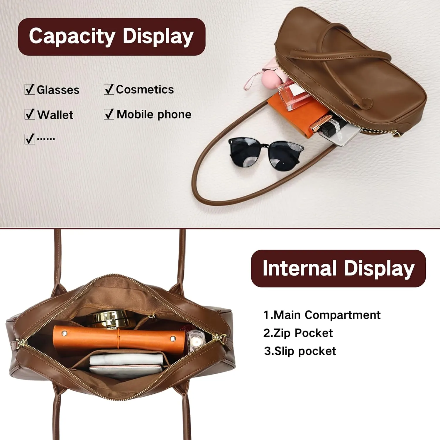 Shoulder Bag Purse for Women Vegan Leather Swing Bags with Zip Small Handbags
