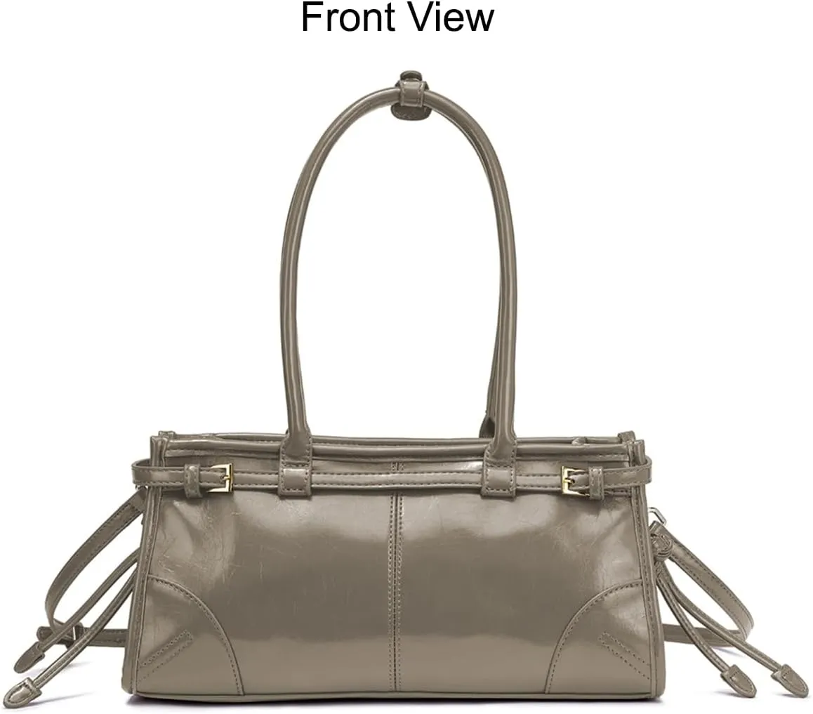 Shoulder Bags for Women Women's Crossbody Bag Soft Faux Leather Zipper Closure Detachable Long Strap