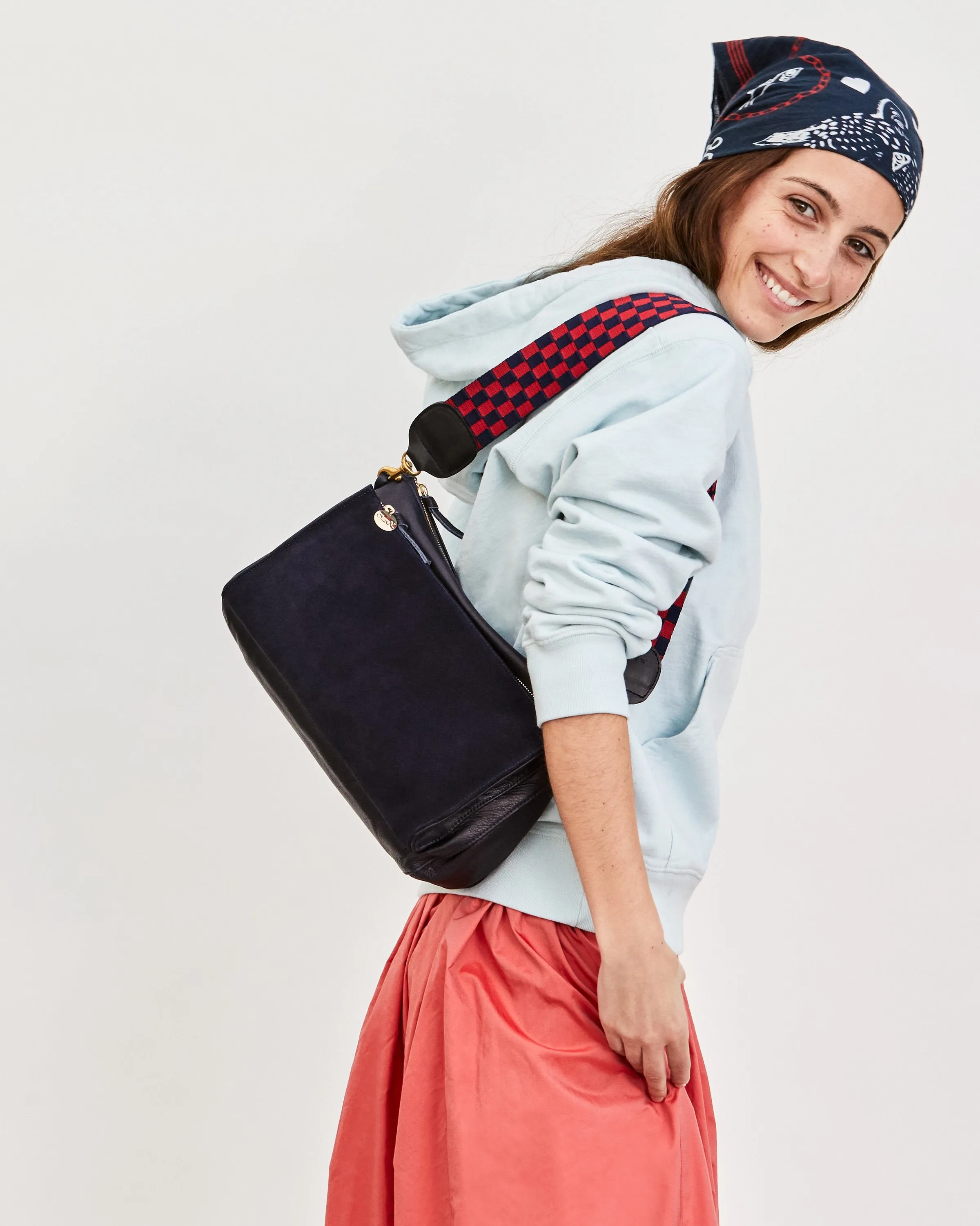 Shoulder Strap - Navy   Red Checker
