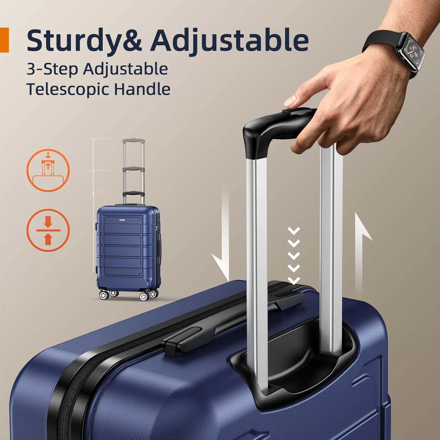 SHOWKOO Luggage Sets Expandable PC ABS Durable Suitcase Double Wheels TSA Lock Blue