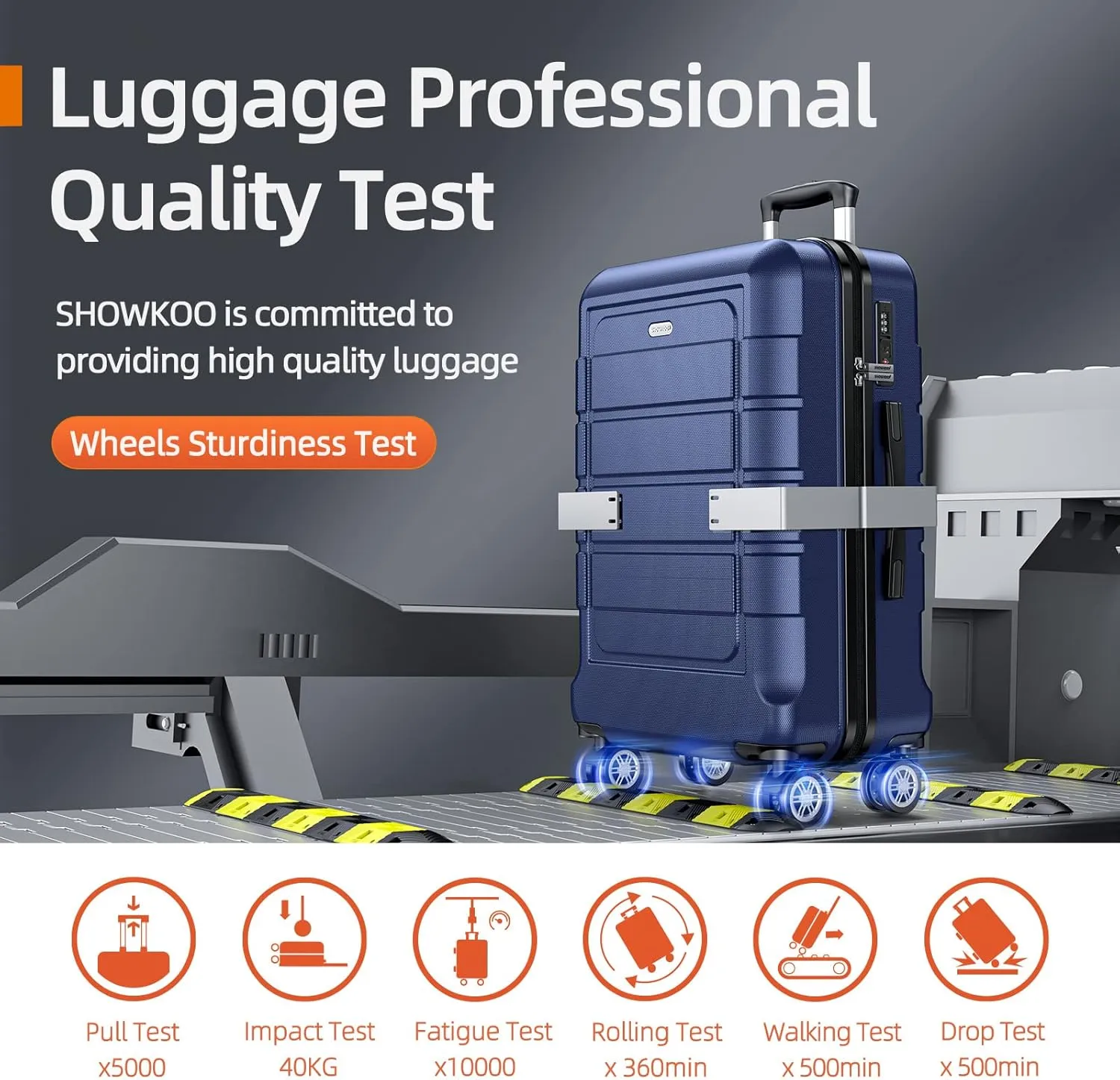 SHOWKOO Luggage Sets Expandable PC ABS Durable Suitcase Double Wheels TSA Lock Blue