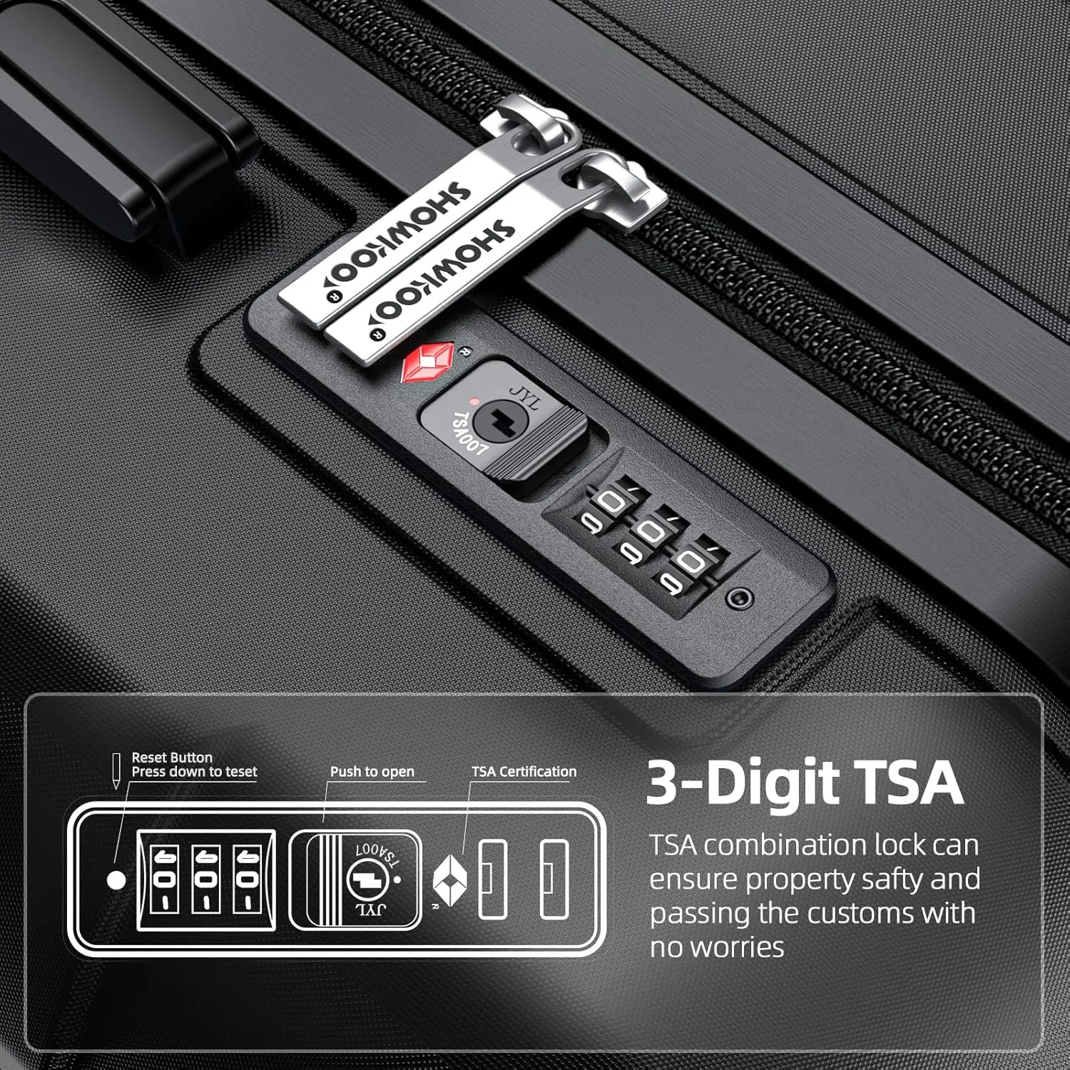 SHOWKOO Travel, Black, 20in24in28in