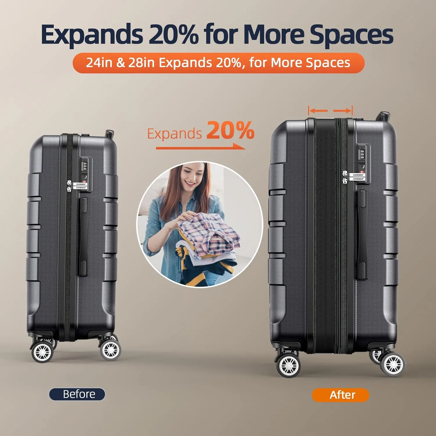 SHOWKOO Unisex-Adult (Luggage only) Travels, Gray, One_Size