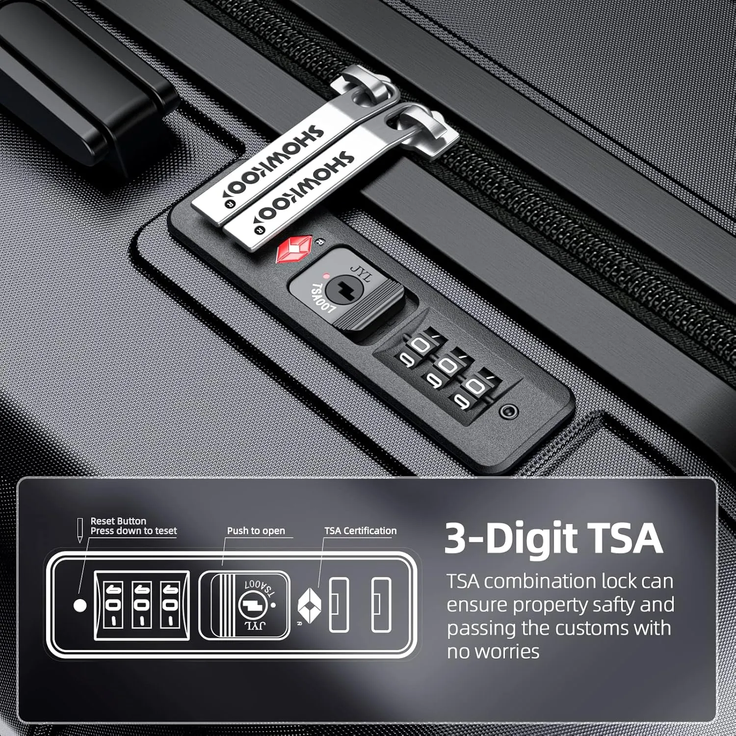 SHOWKOO Unisex-Adult (Luggage only) Travels, Gray, One_Size