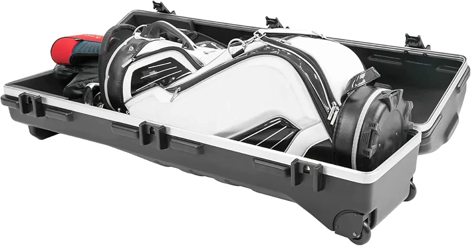 SKB Cases Deluxe ATA Hard Plastic Storage Wheeled Cart Golf Bag Travel Case