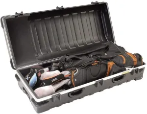 SKB Cases Double ATA Standard Hard Plastic Exterior Golf Bag Travel Case with Wheels, Black (2 Pack)