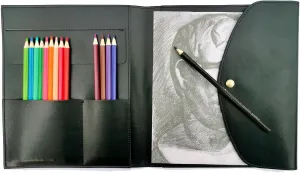 Sketchbook cover with pencil holder, Artist sketchbook leather cover artis Gifts, Drawing book and pencil case, Art book for drawing (for 5.5" x 8.5" Sketchbook)