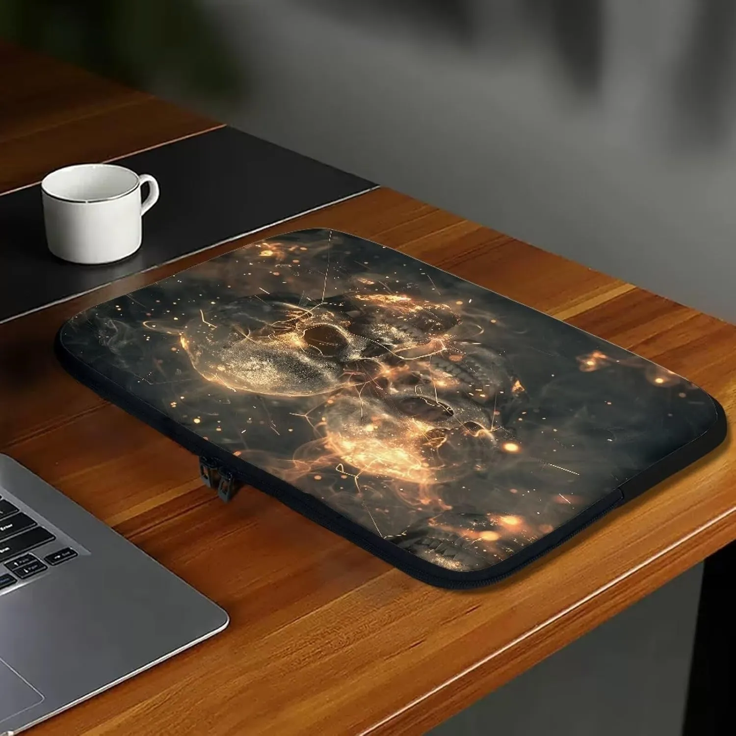 Skull Skeleton Flame Pattern Laptops Cases Sleeves for Women Men, Durable Computer Case Shoulder Bag with Zipper