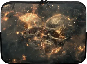 Skull Skeleton Flame Pattern Laptops Cases Sleeves for Women Men, Durable Computer Case Shoulder Bag with Zipper
