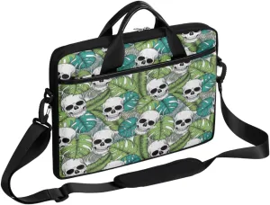 Skull Tropic Leaf Laptop Shoulder Bag Computer Bag Sleeves Briefcase Laptop Shoulder Messenger Bag with Handle Strap, Fits Laptop 14-15.6 Inch