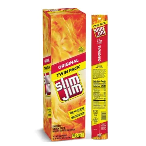 Slim Jim Smoked Meat Sticks, Original Flavor, 6g Protein Per Stick, Twin Pack, Father's Day Gift, 1.94 oz. (24 Count)