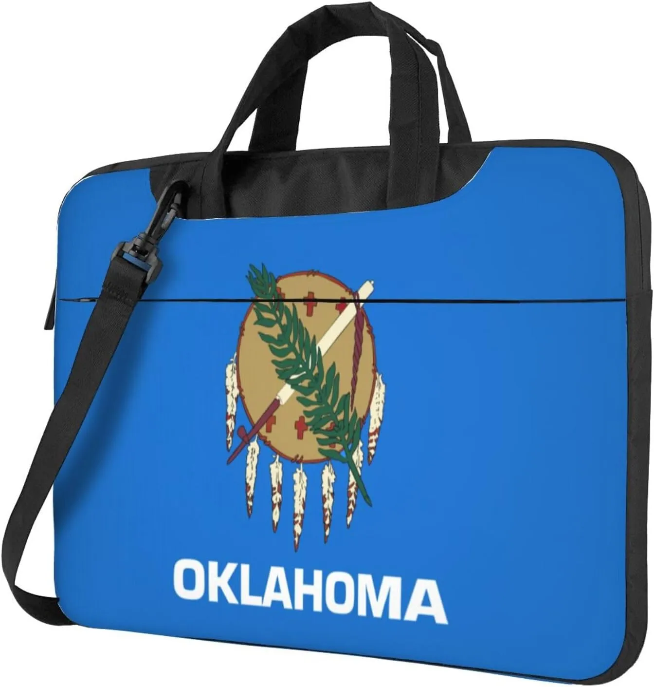Slim Laptop Shoulder Bag Briefcase Notebook Handbag Computer Carrying Case Oklahoma State Flag Print 15.6in