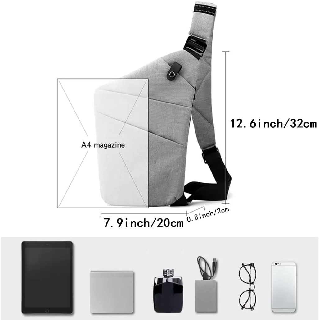 Sling Crossbody Bags Anti-thief Slim Personal Flex Bag Safe Purse Bags for Women Men Waterproof (Khaki, Right)