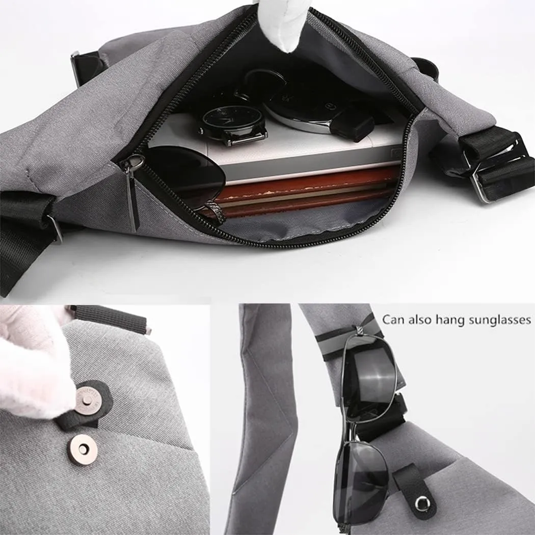 Sling Crossbody Bags Anti-thief Slim Personal Flex Bag Safe Purse Bags for Women Men Waterproof (Khaki, Right)