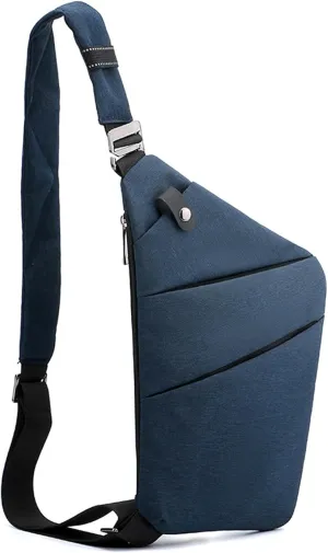 Sling Crossbody Bags Anti-thief Slim Personal Flex Bag Safe Purse Bags for Women Men Waterproof (Navy Blue, Left)