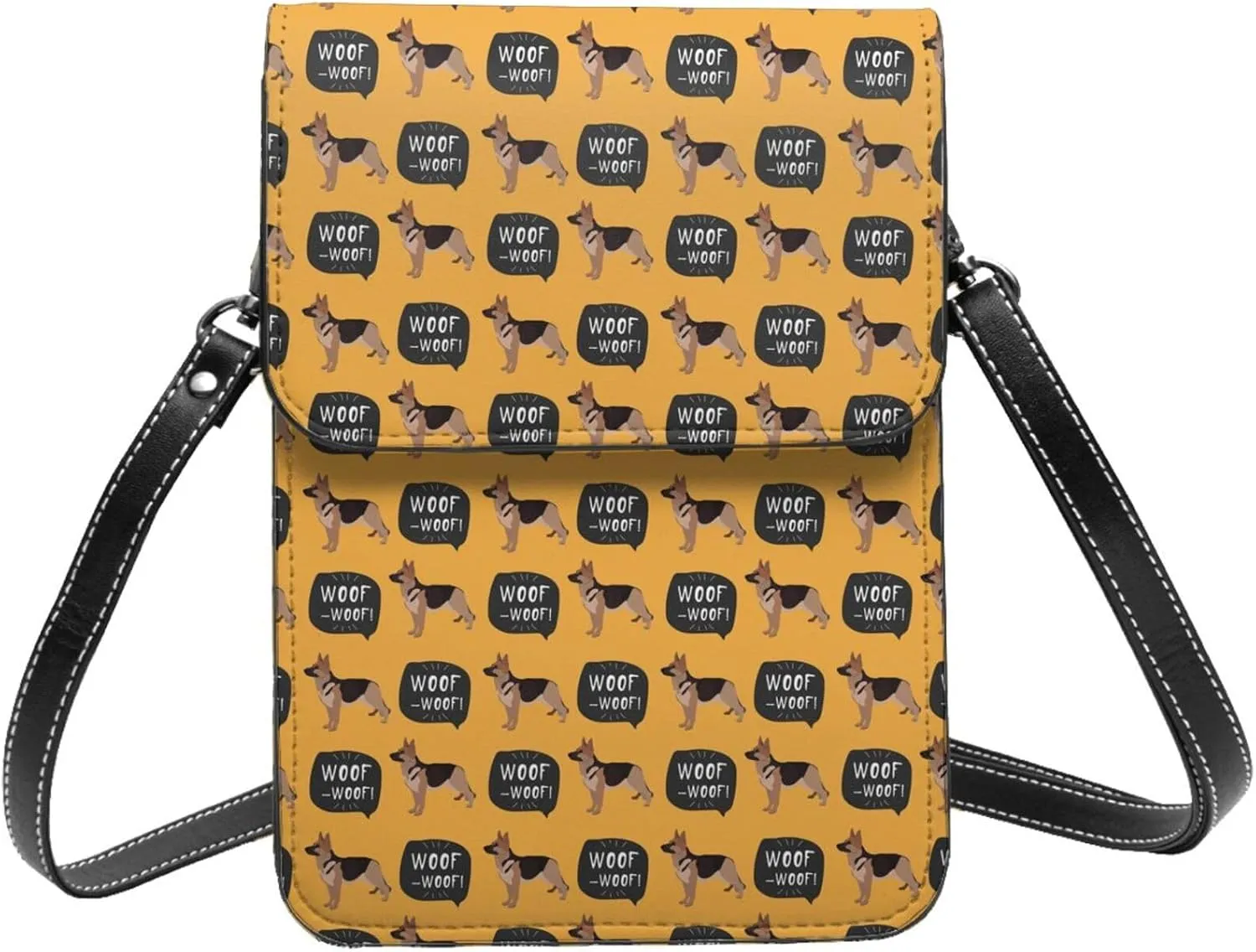 Small Crossbody Bags for Women, Leather German Shepherd Woof Cell Phone Cross Body Bag Wallet Purses