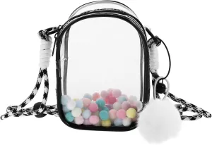 Small Doll Storage Bag Portable PVC Case Shoulder Strap Crystal for Display