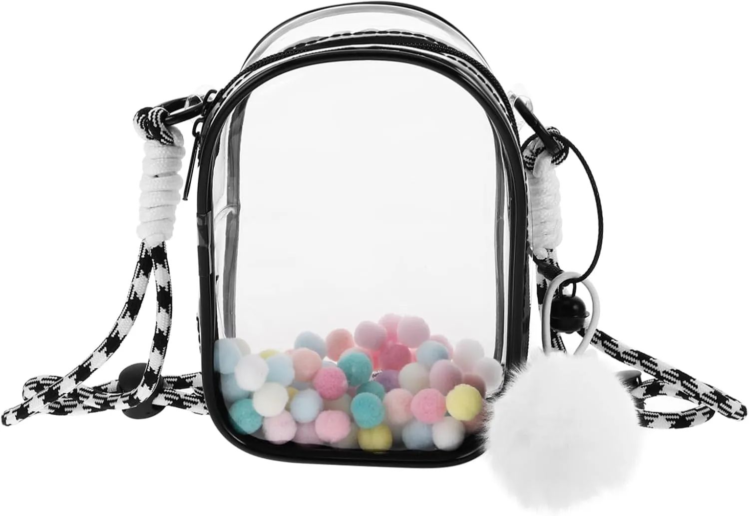 Small Doll Storage Bag Portable PVC Case Shoulder Strap Crystal for Display