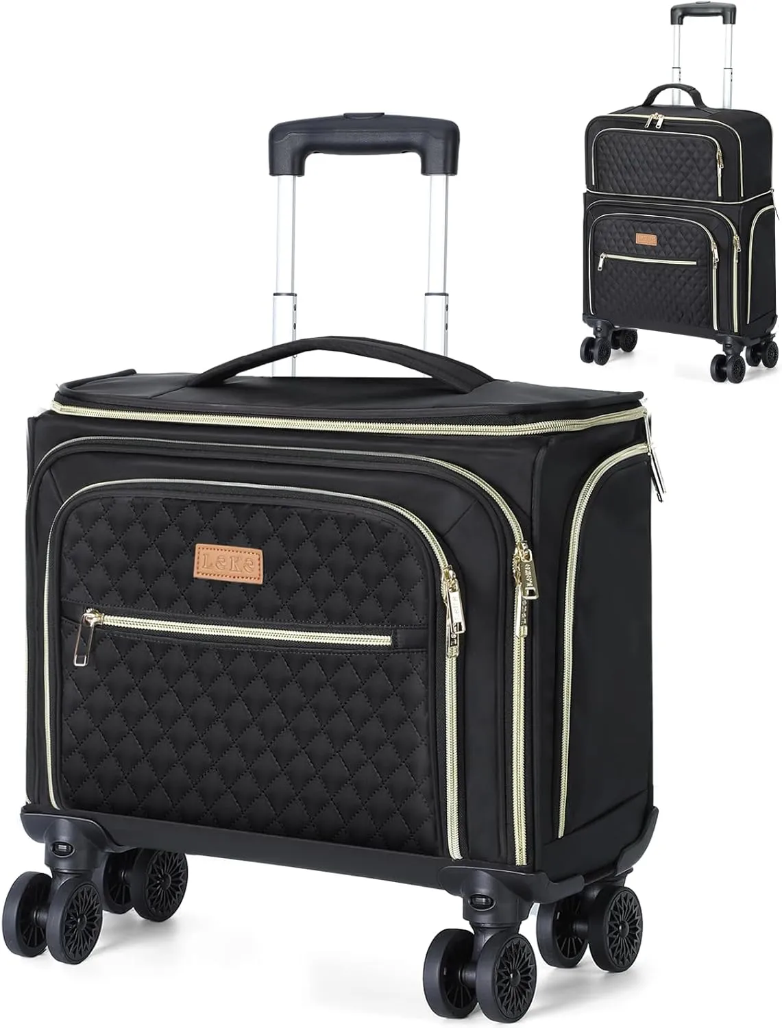 Softside Expandable Carry on Luggage with 4 Removable Spinner Wheels Black