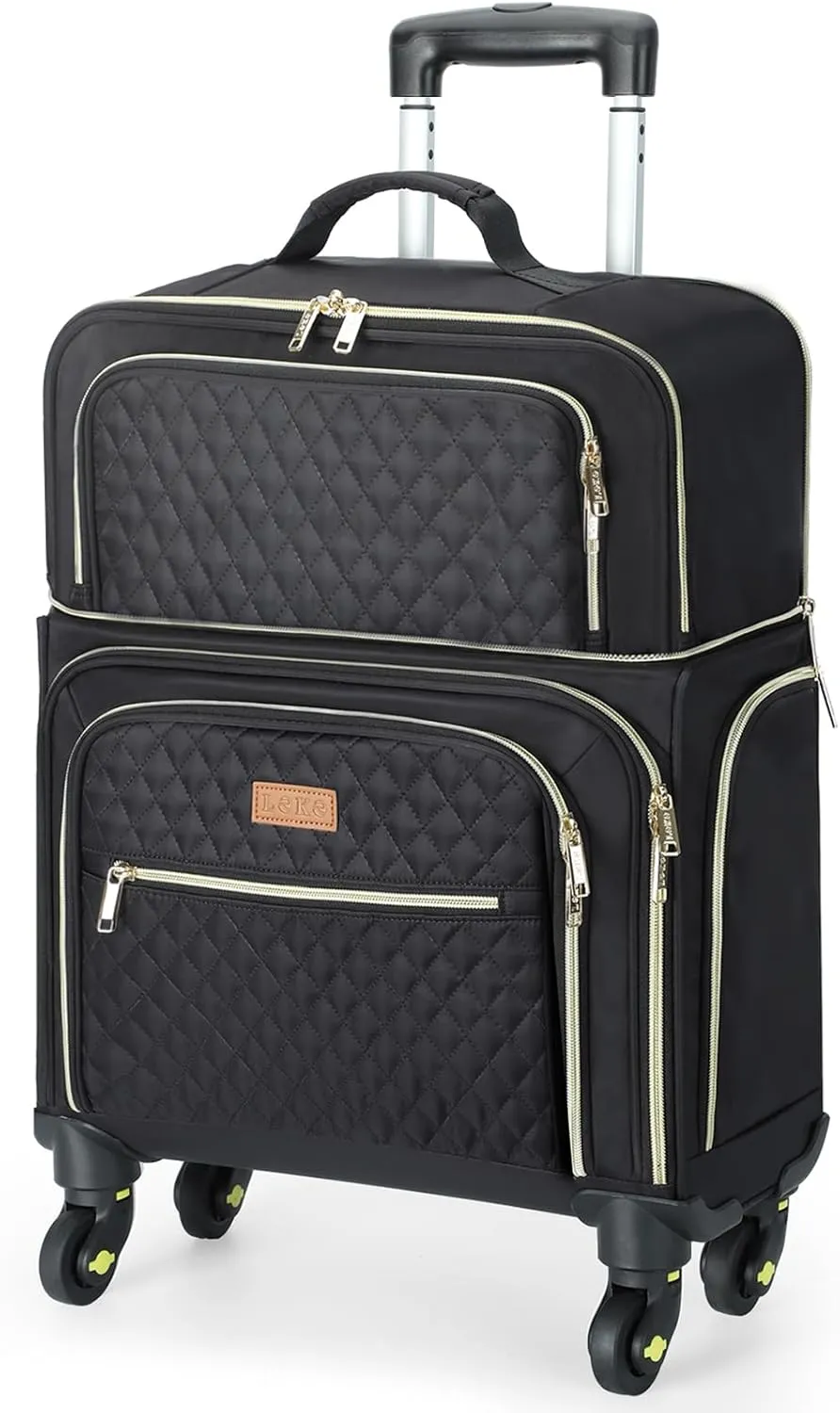 Softside Expandable Carry on Luggage with 4 Removable Spinner Wheels Black