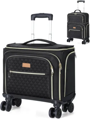 Softside Expandable Carry on Luggage with 4 Removable Spinner Wheels Black