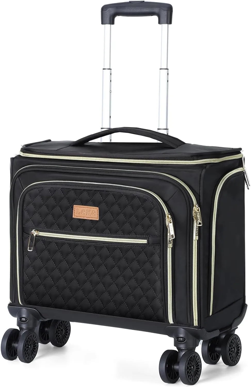 Softside Expandable Carry on Luggage with 4 Removable Spinner Wheels Black