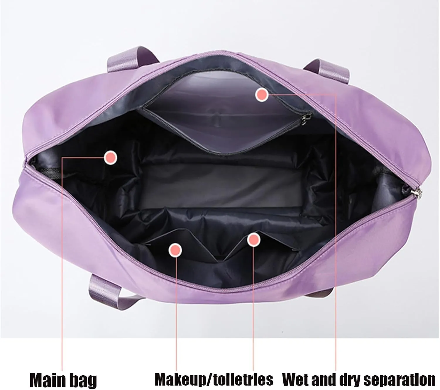 Sparkhomez Travel Bag with Wheels (Detachable), Lightweight Three-Layer Expandable Travel Bag, Large Capacity Dry and Wet Separation Storage Tote Bag, Waterproof and Wear-Resistant (Black)