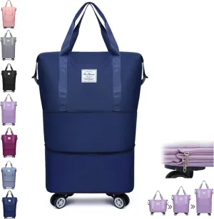 Sparkhomez Travel Bag with Wheels, Universal Wheeled Luggage for Business, 2025 New Large Capacity Bags Wheel Removable, Expandable Carry on Luggage Bags, Can Be Carried by Hand (Dark blue)