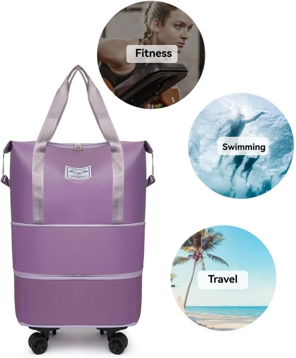 Sparkhomez Travel Bag with Wheels, Universal Wheeled Luggage for Business, 2025 New Large Capacity Bags Wheel Removable, Expandable Carry on Luggage Bags, Can Be Carried by Hand (Gray)