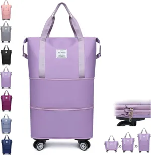 Sparkhomez Travel Bag with Wheels, Universal Wheeled Luggage for Business, 2025 New Large Capacity Bags Wheel Removable, Expandable Carry on Luggage Bags, Can Be Carried by Hand (Light purple)