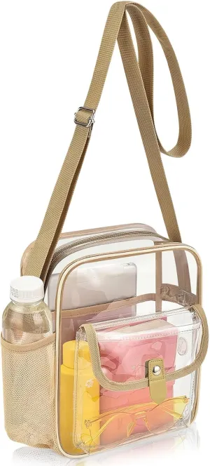 SPODEARS Clear Crossbody Bag for Stadium Events & Concerts - Adjustable Shoulder Strap Purse with 1 Bottle Holder