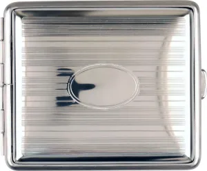 Stadlerweine Cigarette Case 18 Normal Cigarettes (85) Metal Chrome/Rubber Band/Engraving Field / 2-Sided