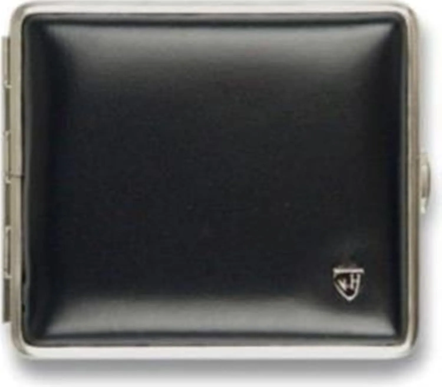 Stadlerweine Cigarette Case 18 Normal Cigarettes (85) Metal Soft Leather Black / Frame Nickel / Rubber Band / 2-Sided / 83 mm Wide / Made in Germany