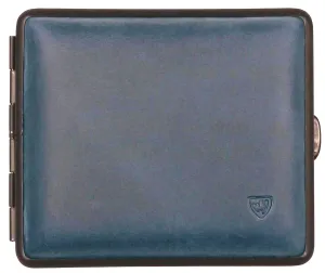 Stadlerweine Cigarette Case 18 Normal Cigarettes (85) / Metal Suede Dark Blue / Frame Black / Elastic Band / 2-Sided / Made in Germany