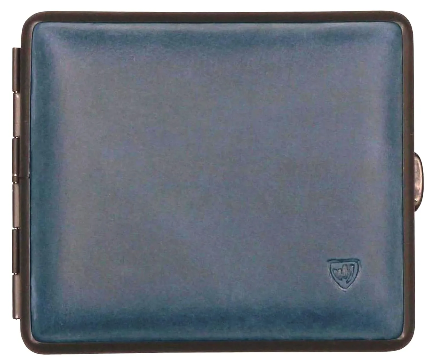 Stadlerweine Cigarette Case 18 Normal Cigarettes (85) / Metal Suede Dark Blue / Frame Black / Elastic Band / 2-Sided / Made in Germany