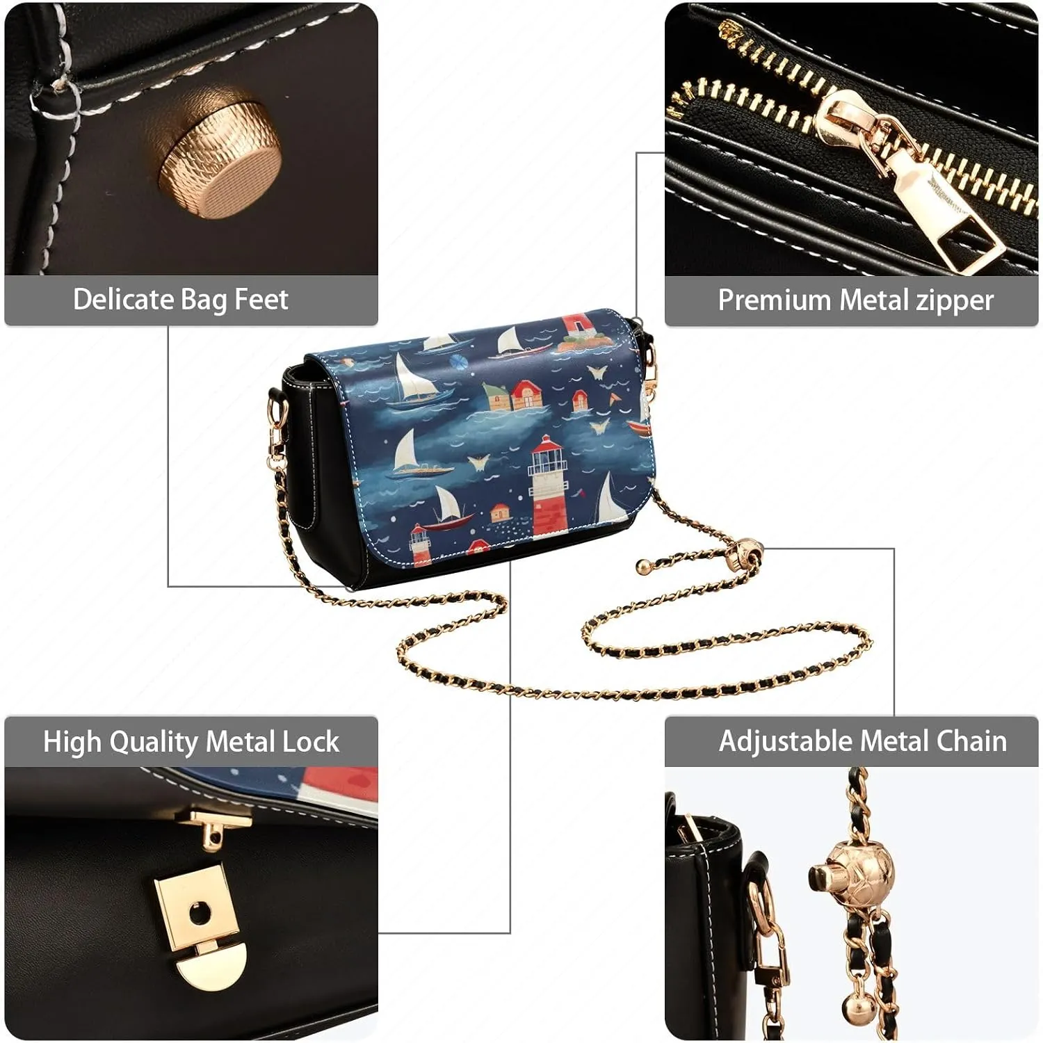 Starry Sky by Van Gogh Womens Leather Bag, Crossbody Leather Purses for Women