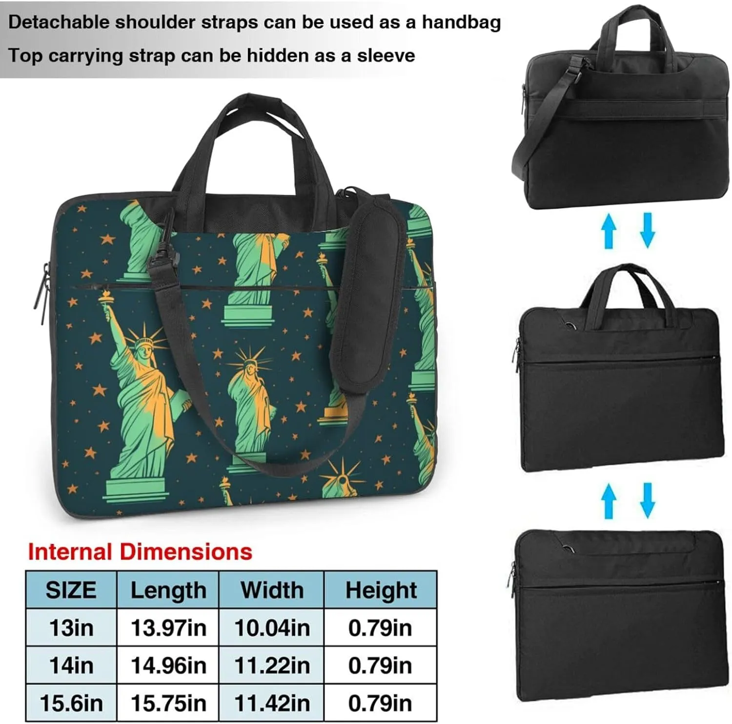 statue of liberty in nyc Prints Laptop Bag - with Soft Interior, Multiple Pockets - Ideal for Men, Travel and Business