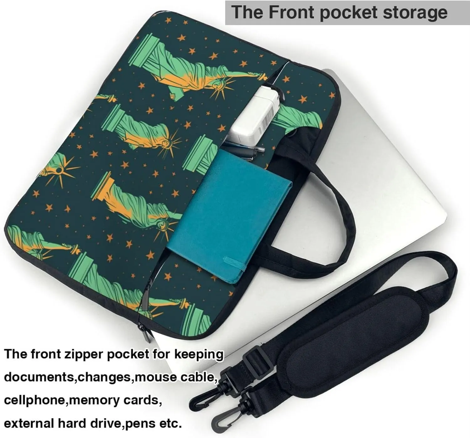 statue of liberty in nyc Prints Laptop Bag - with Soft Interior, Multiple Pockets - Ideal for Men, Travel and Business