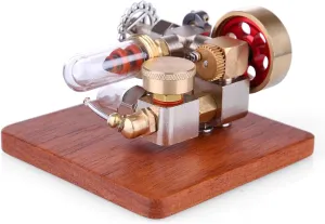 Stirling Engine Model Kit, Mini Adjustable Speed Integrated Hot Air Stirling Engine Motor Model, Mechanical Metal Engine Stirling Motor Electricity Power Generator for Adult, Type 4