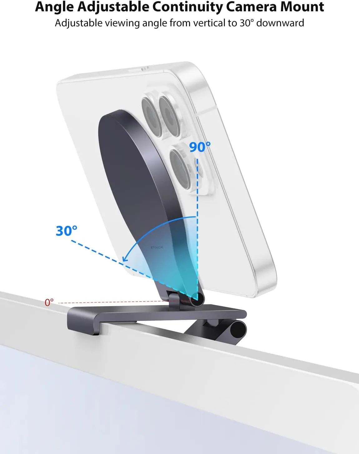 Stouchi Continuity Camera Mount for Desktop Monitor, iMac Compatible iPhone Webcam Mount with Mag-Safe for Mac Desktops and Displays, Apple TV 4K