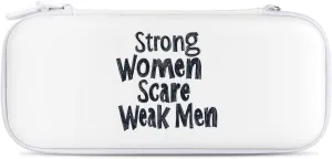 Strong Women Scare Weak Men Portable Protective Shell Compatible with Switch Case Wristlet Travel Bag with 15 Game Cartridges