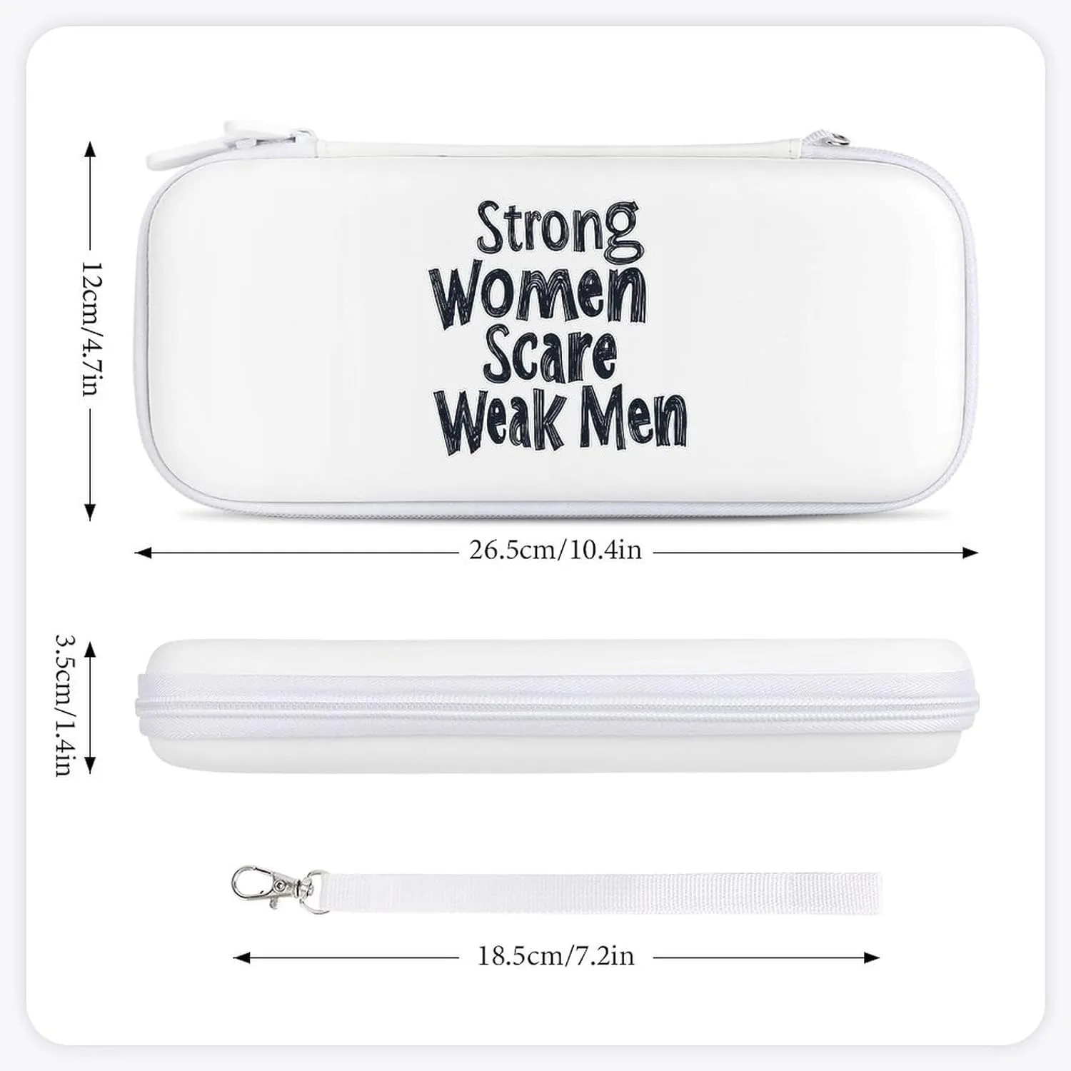 Strong Women Scare Weak Men Portable Protective Shell Compatible with Switch Case Wristlet Travel Bag with 15 Game Cartridges