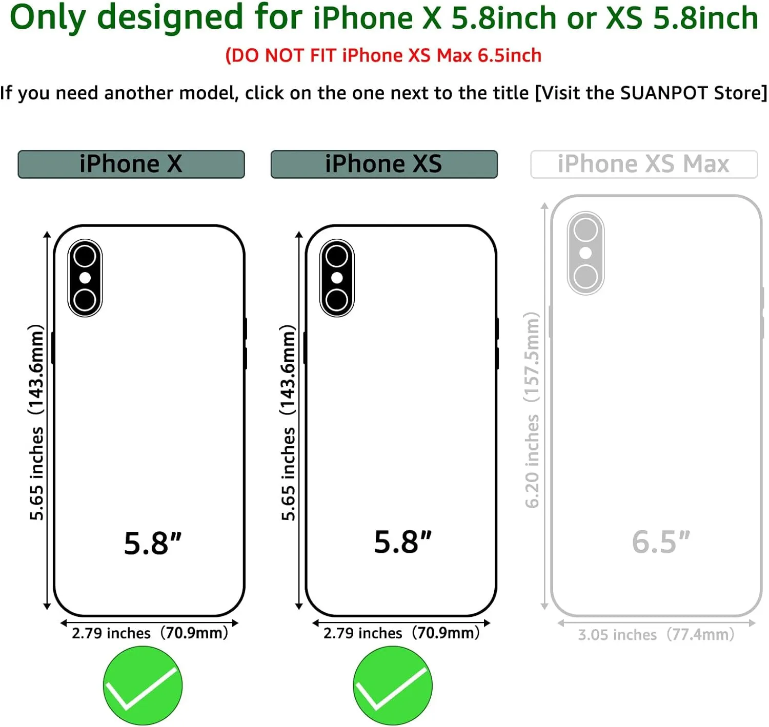 SUANPOT for iPhone X/XS 5.8"(Non XS Max 6.5") with RFID Blocking Leather Wallet case Credit Card Holder, Flip Folio Book Phone case Shockproof Cover for Women Men for Apple X/Xs case Wallet Rose God
