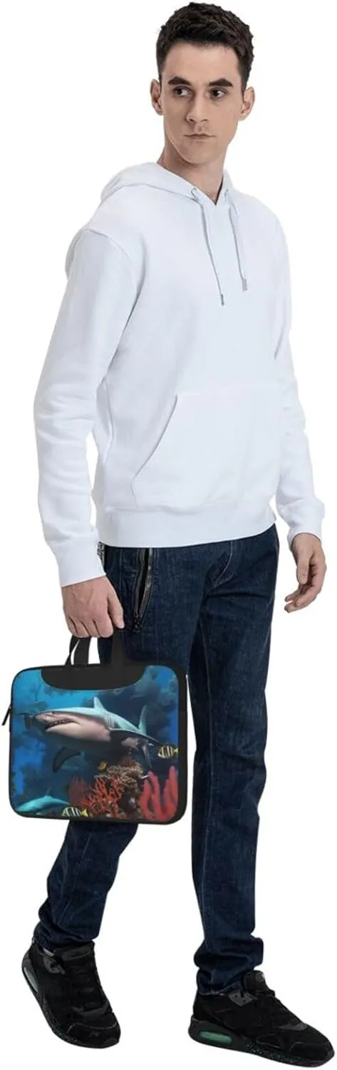Submarine Shark Coral Laptop Shoulder Bag Portable Laptop Bag Laptop Case Crossbody Briefcase w/Strap Handle