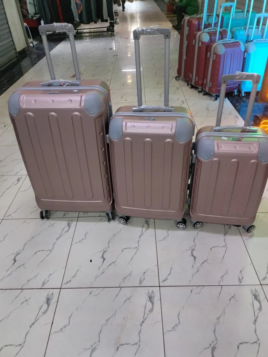 Suitcase 3pc Set (Rubber) - Brown