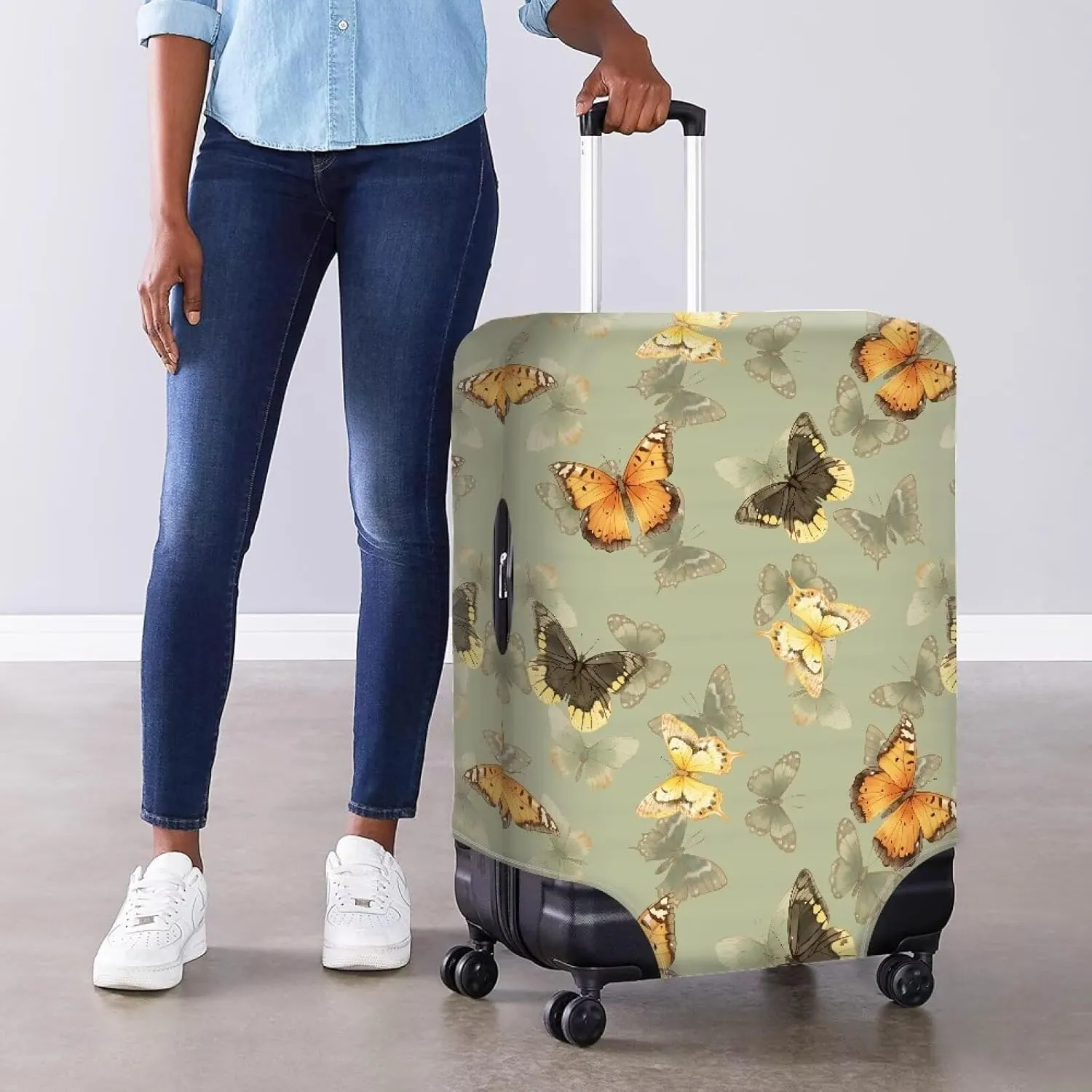 Suitcase Cover, Fashion Suitcase Protective Covers Anti-Theft & Acratchproof Travel Baggage Protector Portable Zipper Design for Luggage Travel Cases Butterfly