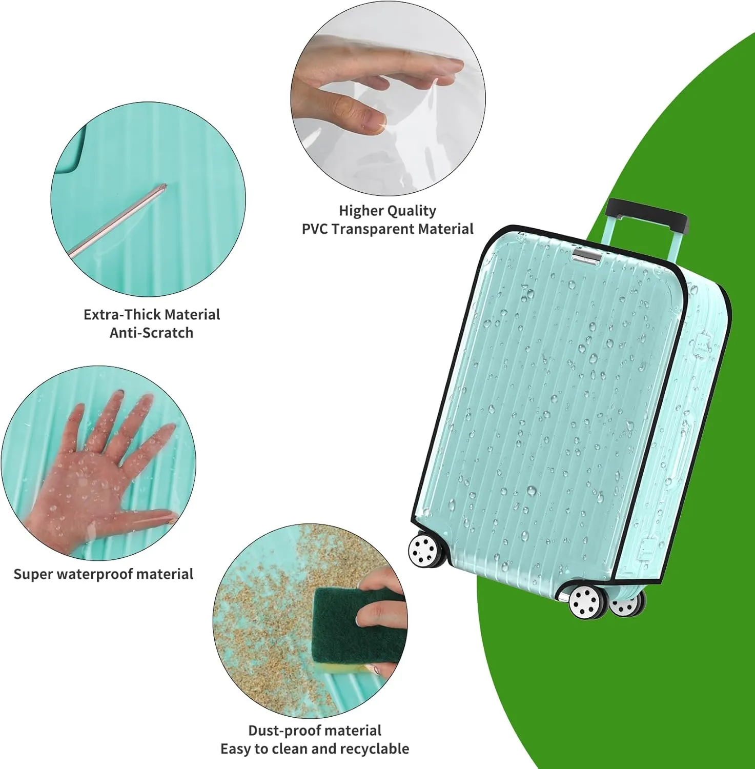 Suitcase Covers For Luggage, 28 Inch Clear PVC Luggage Covers Protector Full Thicken Transparent Waterproof Suitcase Sleeve With Large Velcro for 20"-30" Wheeled Suitcases
